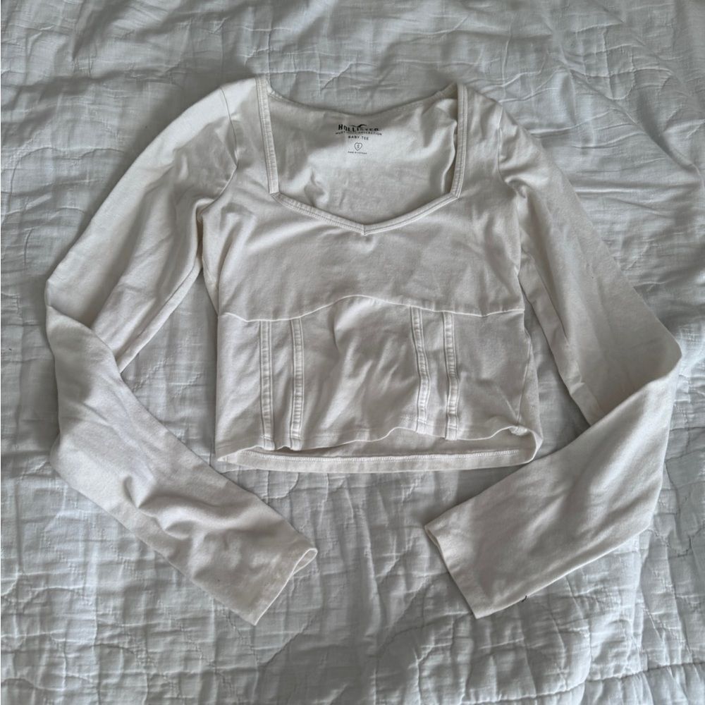 Hollister White Long Sleeve Women's Top Size S